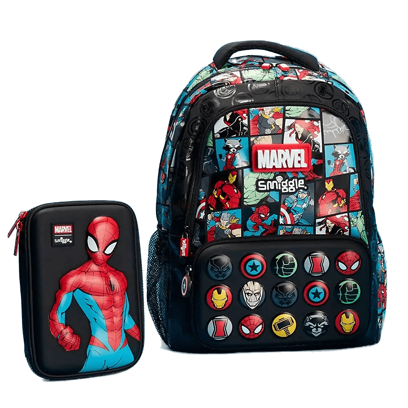 Mochila Infantil Marvel e Estojo Homem Aranha