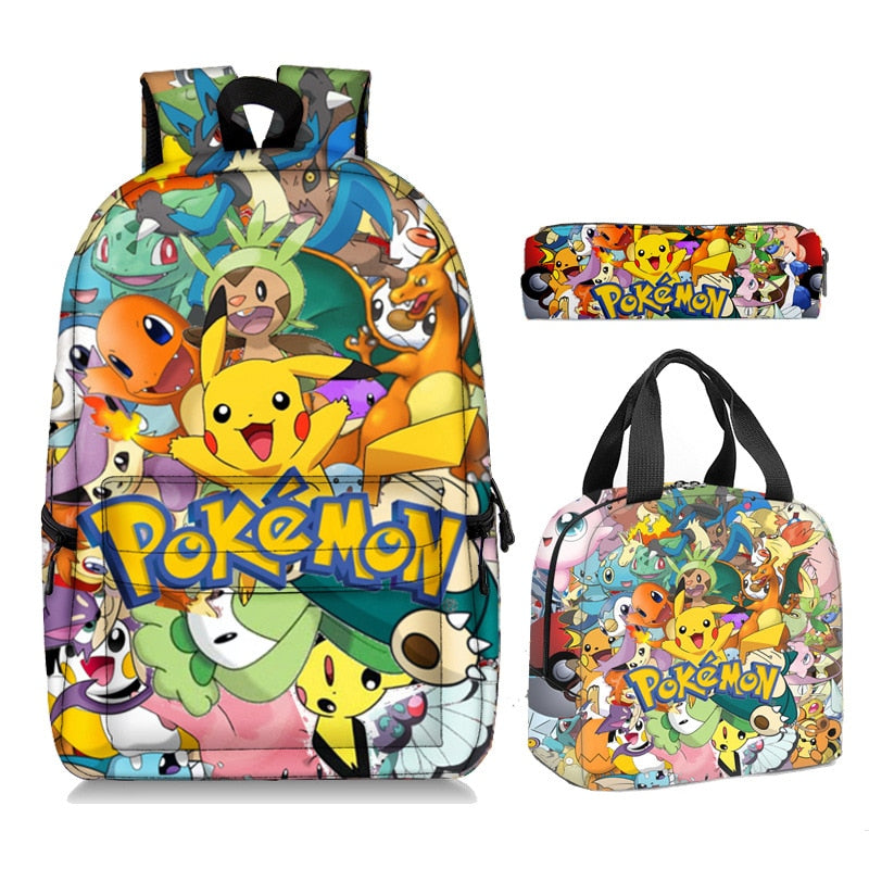 Kit Escolar 3 em 1 Pokémon: Mochila, Bolsa Térmica e Estojo