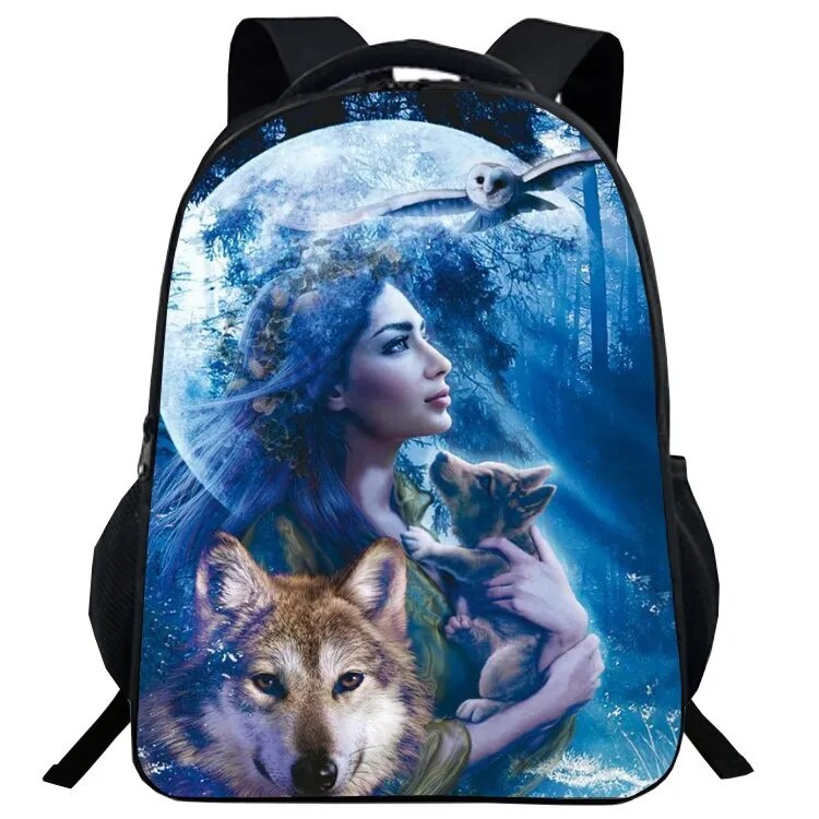 Mochila Escolar com Estampa de Lobo - CityBag