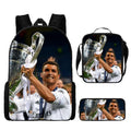 Kit Escolar Infantil 3 Peças do Cristiano Ronaldo: Mochila, Bolsa de Ombro e Estojo