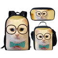 Kit Escolar de Gato 3 Peças: Mochila, Lancheira e Estojo