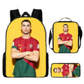 Kit Escolar Infantil 3 Peças do Cristiano Ronaldo: Mochila, Bolsa de Ombro e Estojo