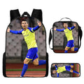 Kit Escolar Infantil 3 Peças do Cristiano Ronaldo: Mochila, Bolsa de Ombro e Estojo