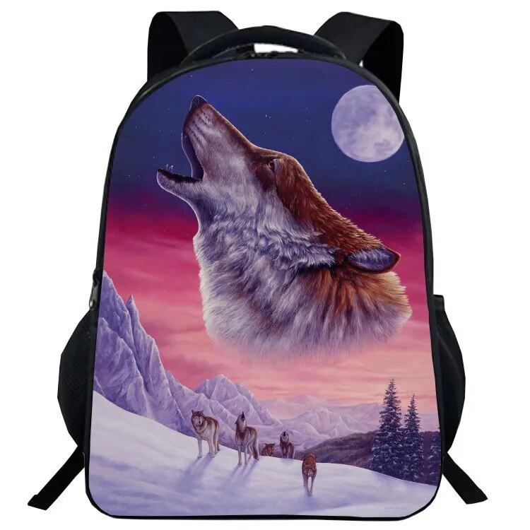 Mochila Escolar com Estampa de Lobo - CityBag
