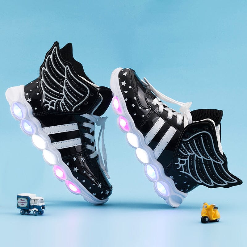 Tênis Infantil Feminino Metalizado com Asas e Led