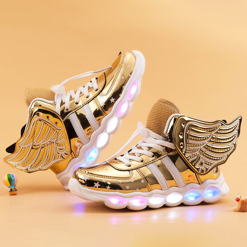 Tênis Infantil Feminino Metalizado com Asas e Led