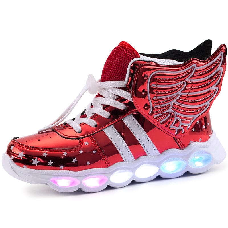 Tênis Infantil Feminino Metalizado com Asas e Led