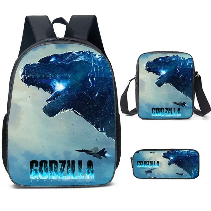 Kit Escolar Godzilla - Mochila, Bolsa de Ombro e Estojo