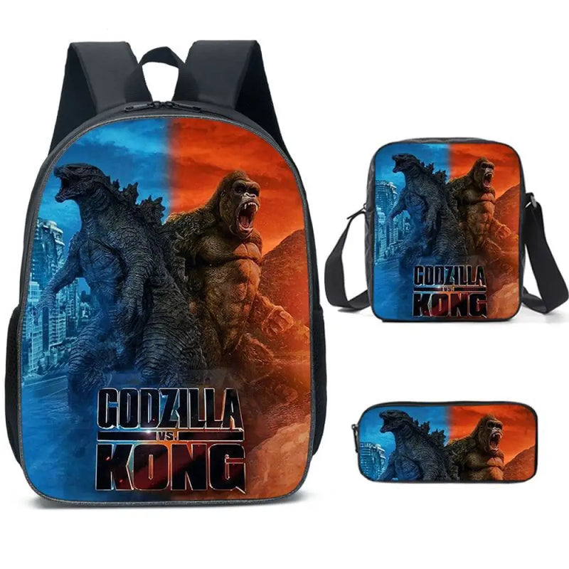Kit Escolar Godzilla - Mochila, Bolsa de Ombro e Estojo