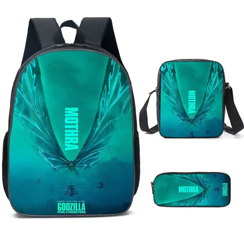 Kit Escolar Godzilla - Mochila, Bolsa de Ombro e Estojo