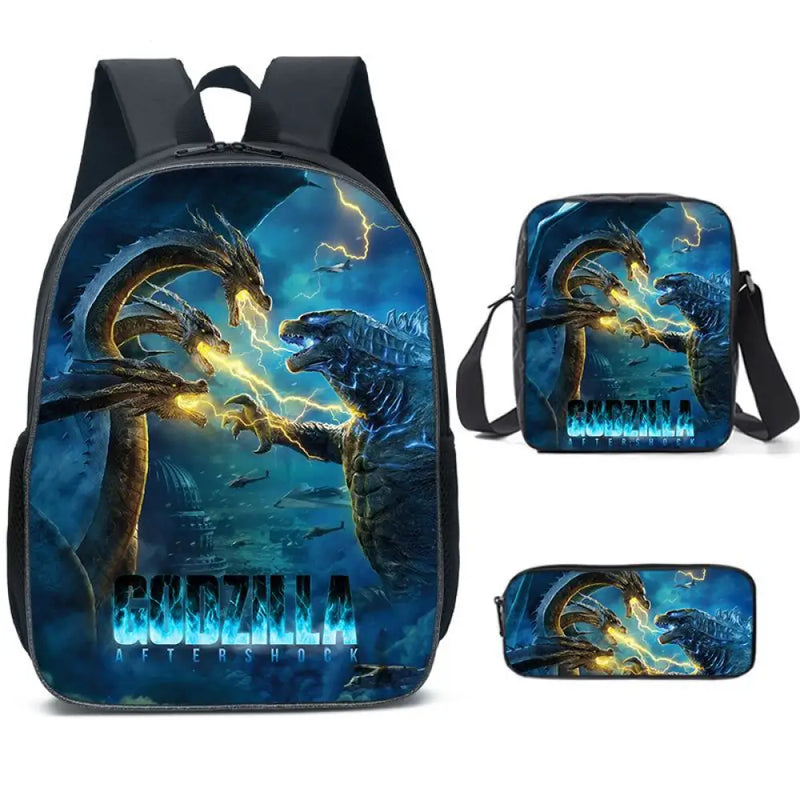 Kit Escolar Godzilla - Mochila, Bolsa de Ombro e Estojo