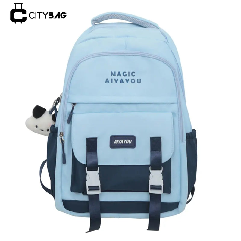 Mochila Escolar Feminina Impermeável  com Chaveiro - CityBag