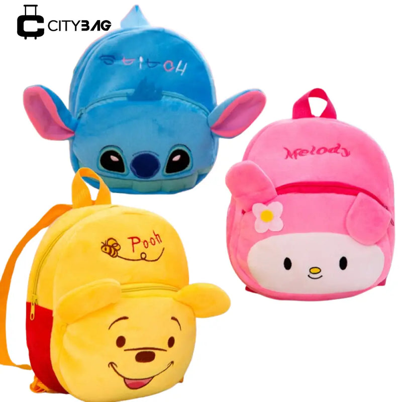Mochila Infantil de Pelúcia -  Personagens de Desenho Animado