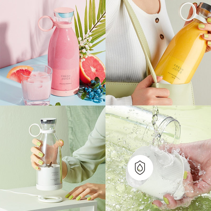 Mixer Mini Liquidificador Portátil Recarregável com 4 lâminas - Fresh Juicer Pro
