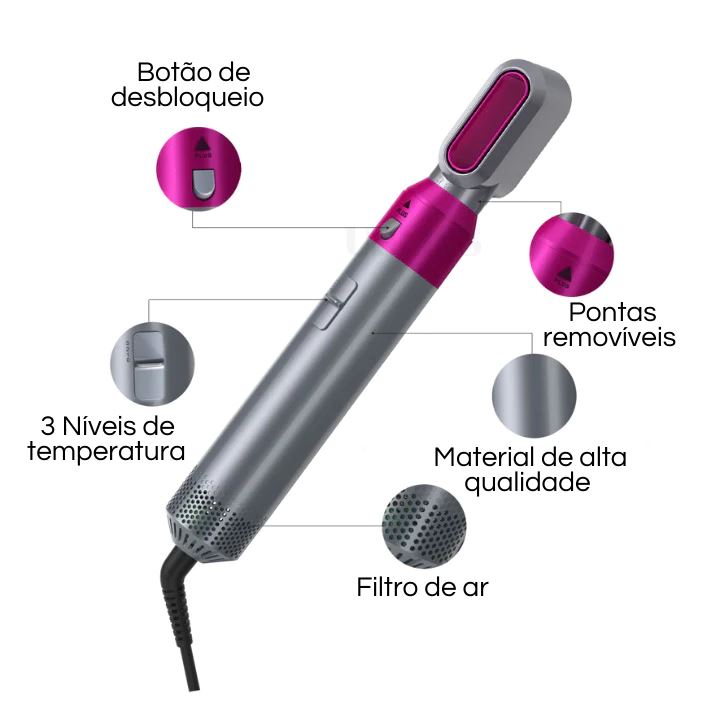 Secador e Modelador de Cabelo Magic AirWrap - Kit 5 em 1